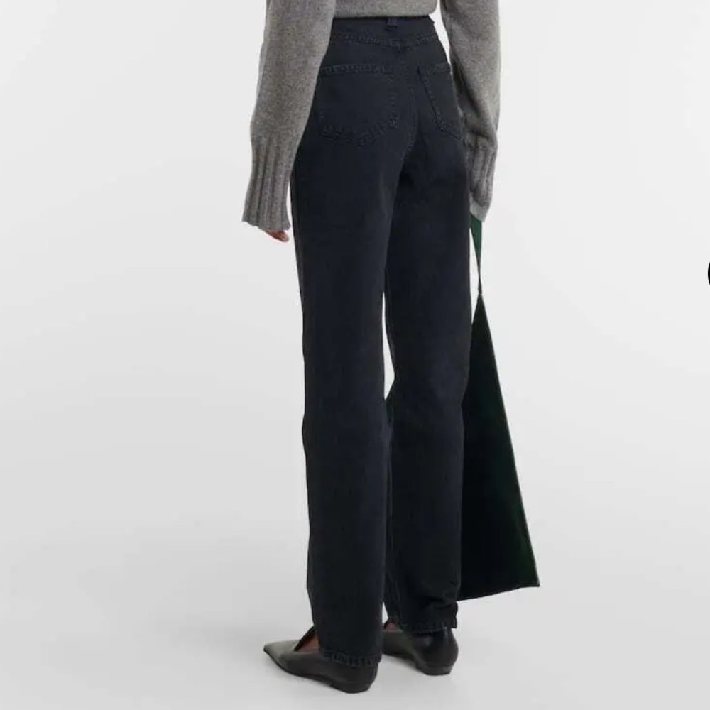 KHAITE Black Straight Leg Jeans